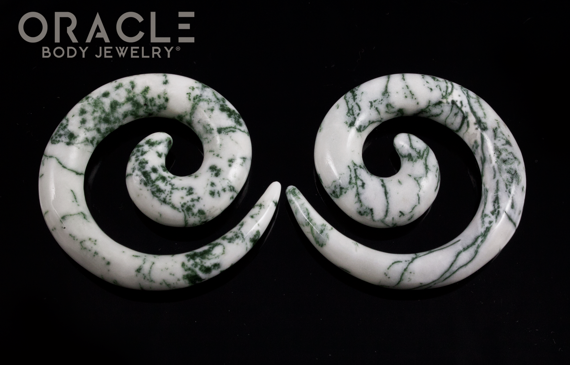 00g Green Tree Agate Spirals