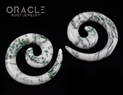 00g Green Tree Agate Spirals