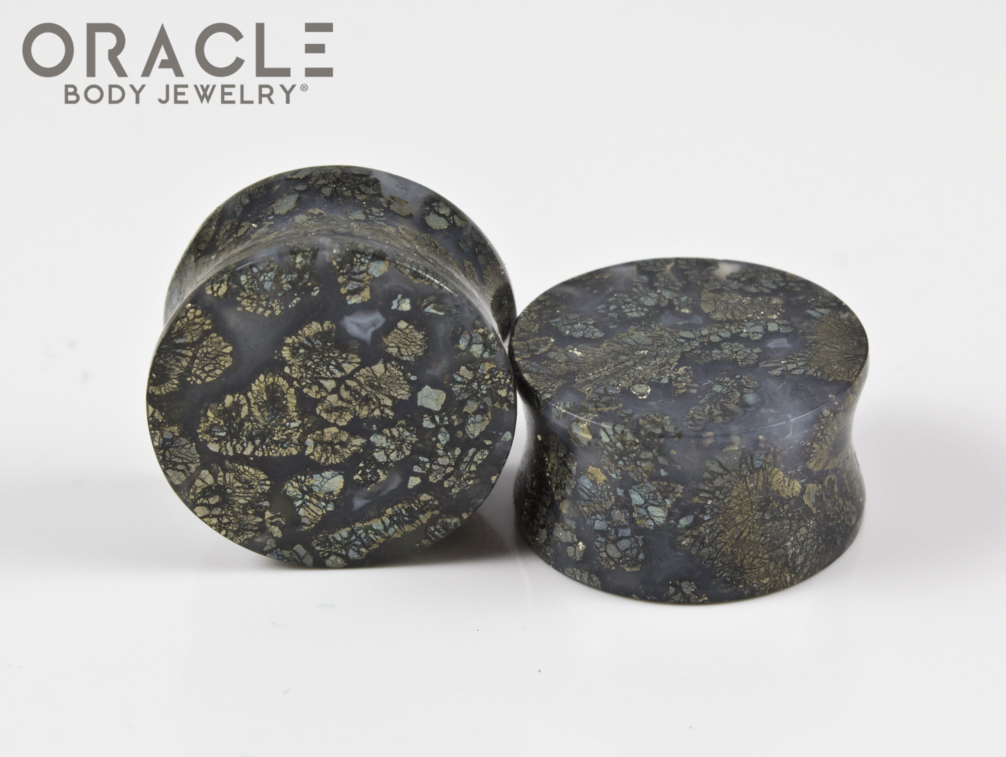 20mm Marcasite in Agate Plugs