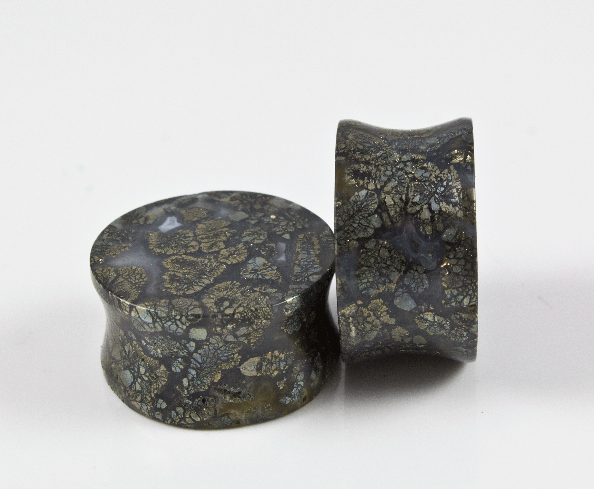 20mm Marcasite in Agate Plugs