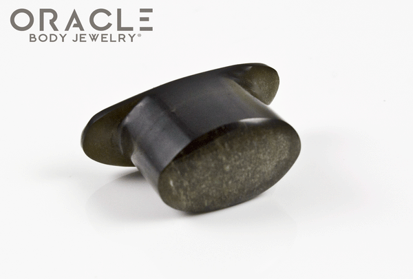 15.5mm Gold Obsidian Oval Labret