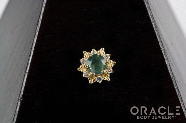 14k North Star Moss Agate and Diamonds Threadless End