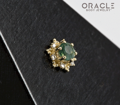 14k North Star Moss Agate and Diamonds Threadless End