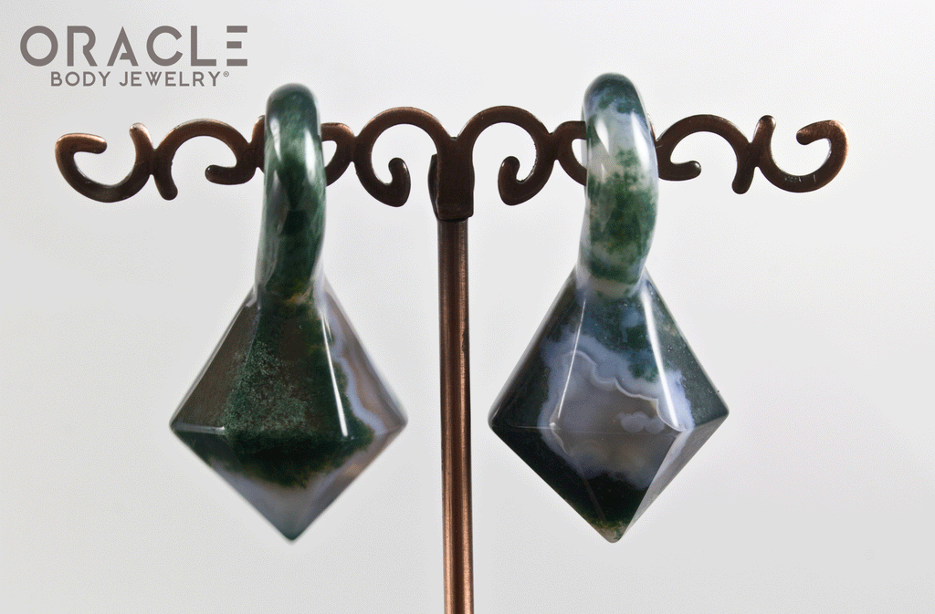 Moss Agate Faceted Mini Pear Weights