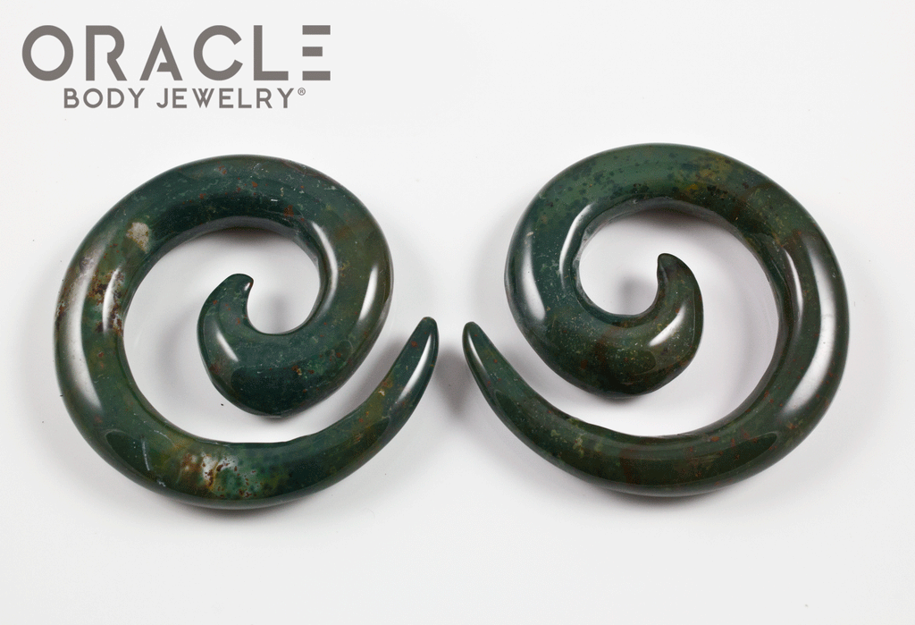 0g (8mm) Bloodstone Spirals