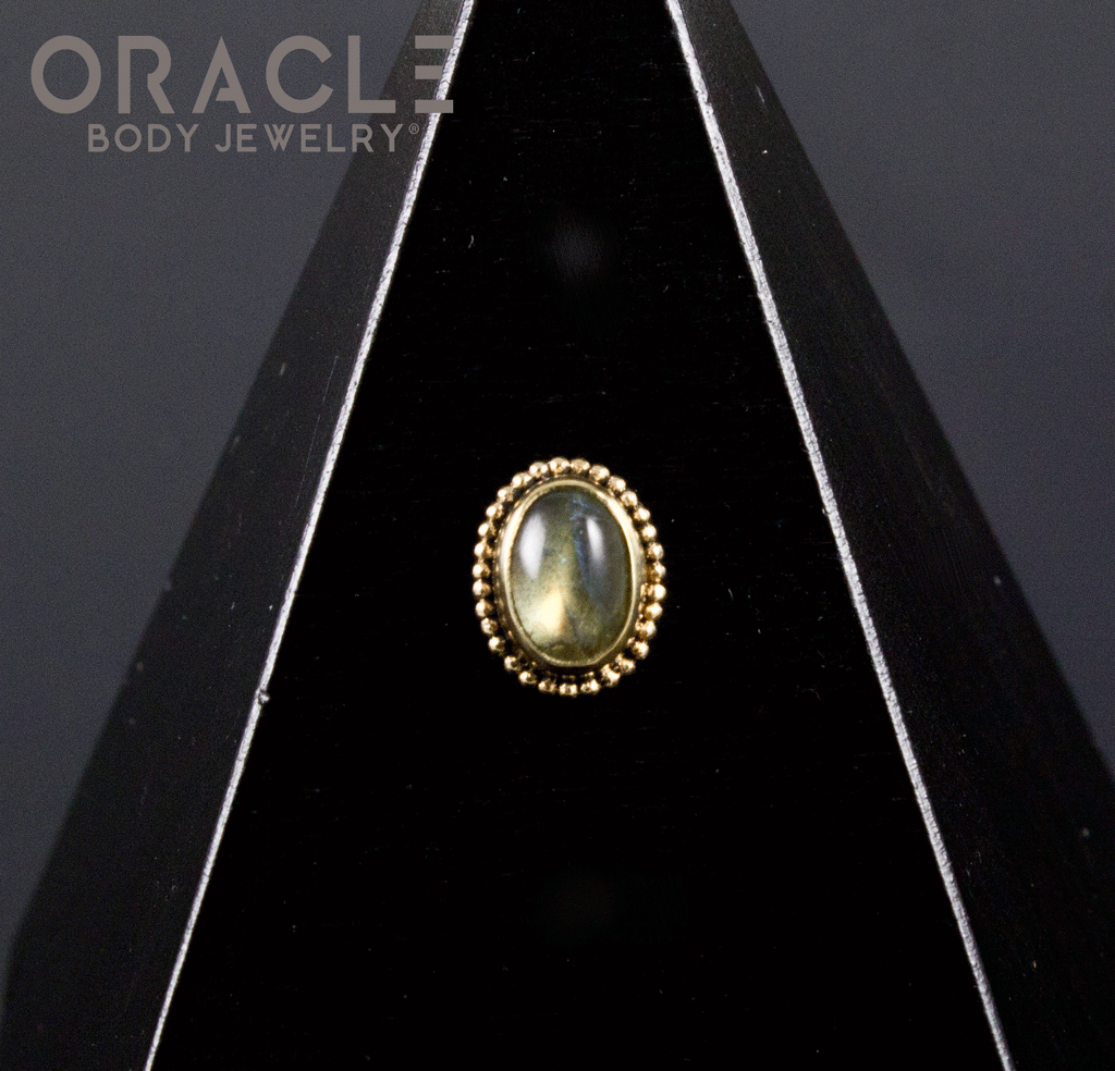 14k Labradorite Threadless Gold End