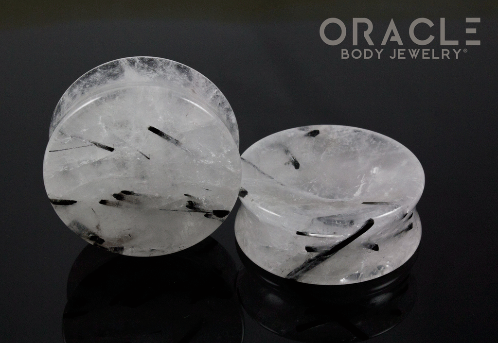 1-1/2" Tourmalated Quartz Concave Plugs