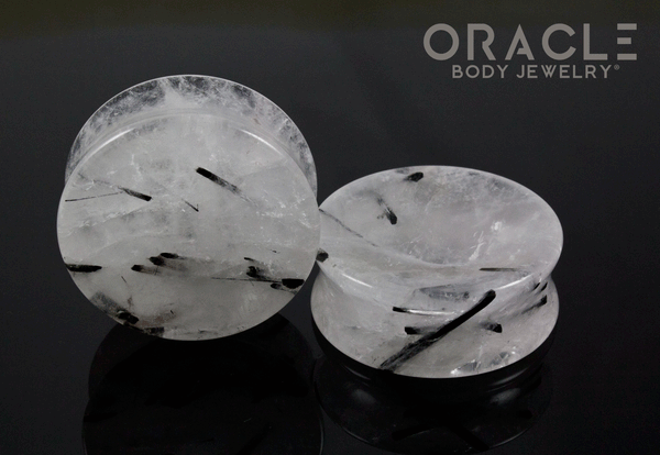 1-1/2" Tourmalated Quartz Concave Plugs