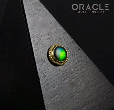 14k Ammolite Threadless Gold End