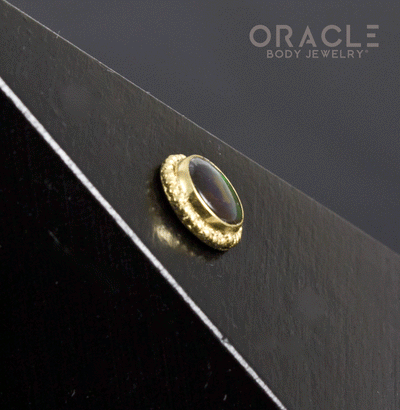 14k Ammolite Threadless Gold End