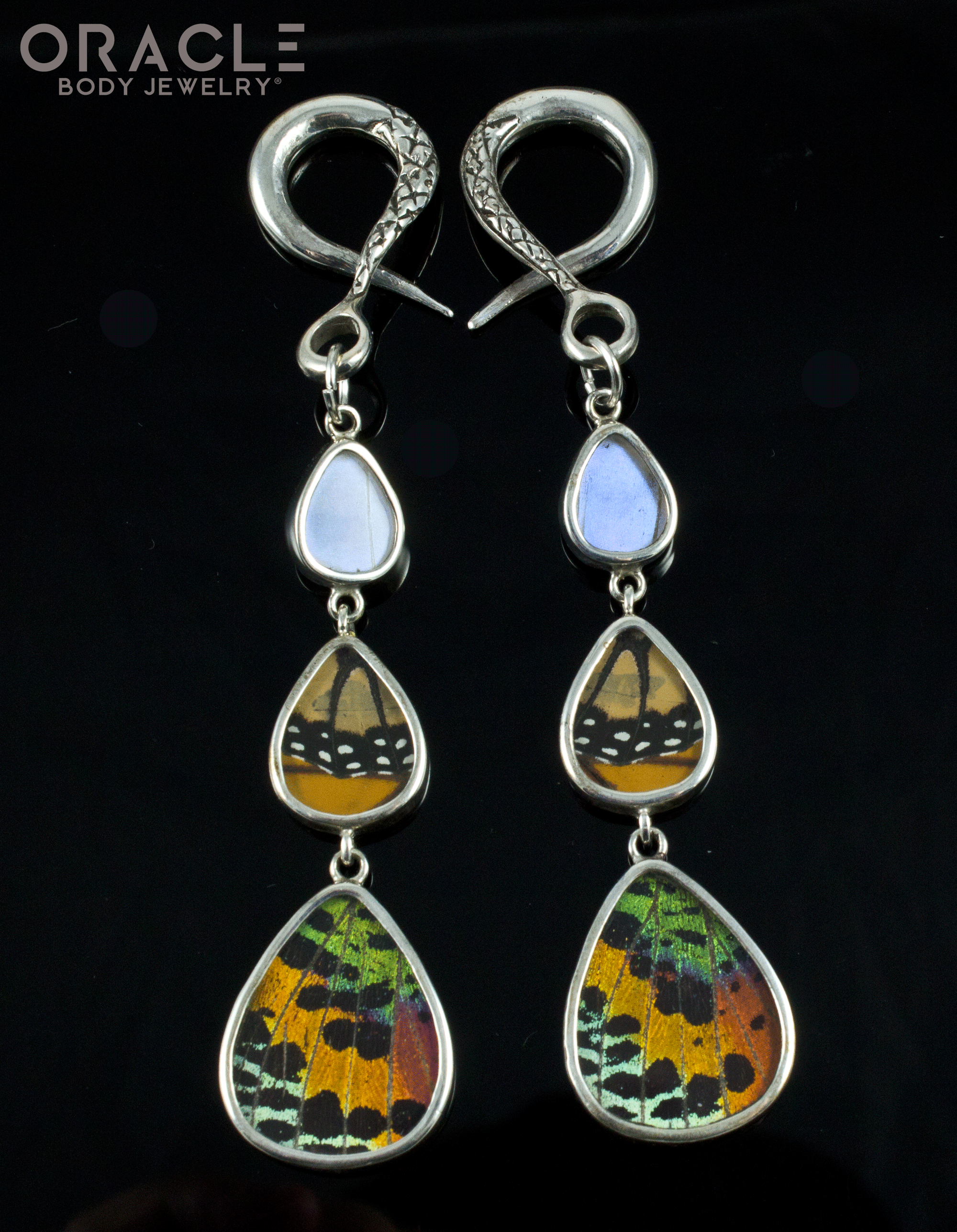 Sterling Silver Crossover With Natural Butterfly Wings