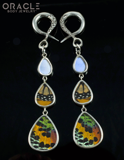 Sterling Silver Crossover With Natural Butterfly Wings