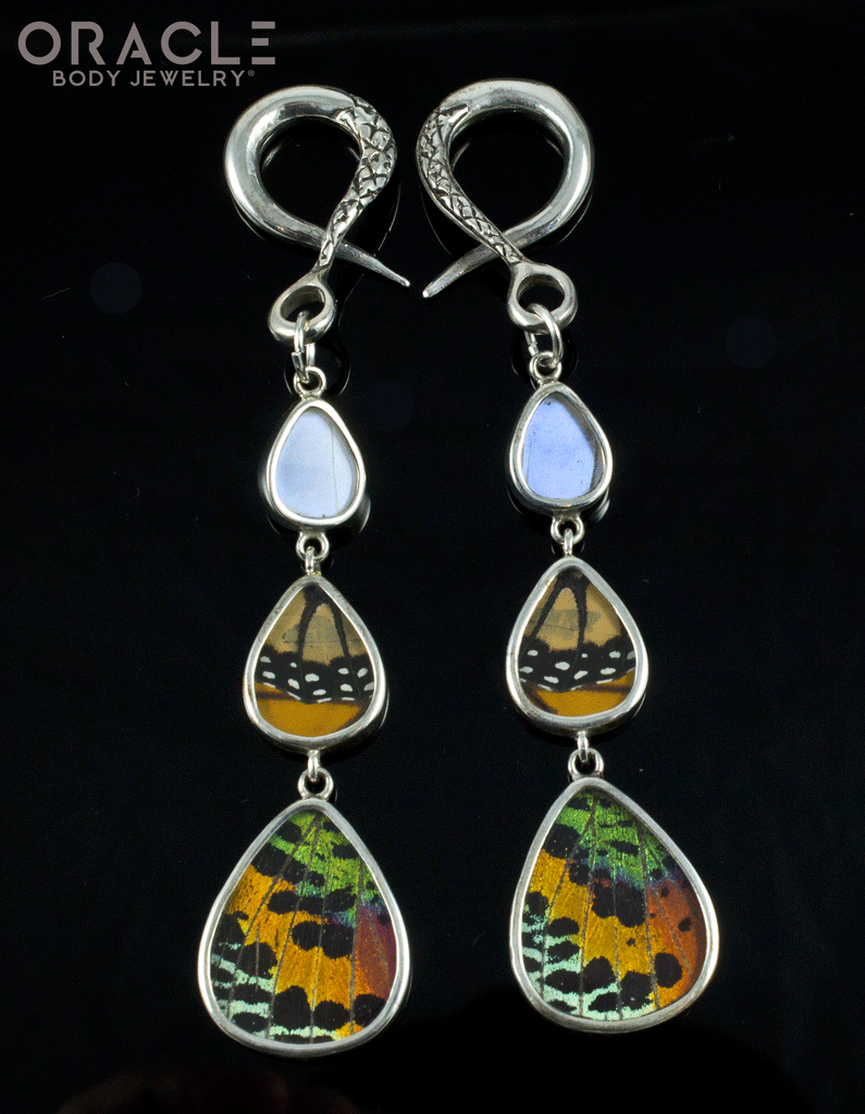 Sterling Silver Crossover With Natural Butterfly Wings