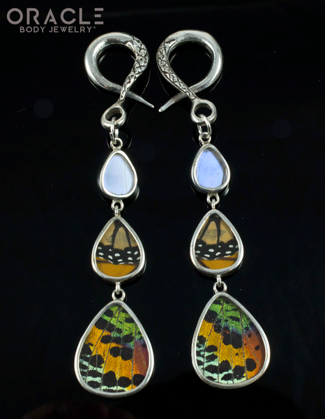 Sterling Silver Crossover With Natural Butterfly Wings