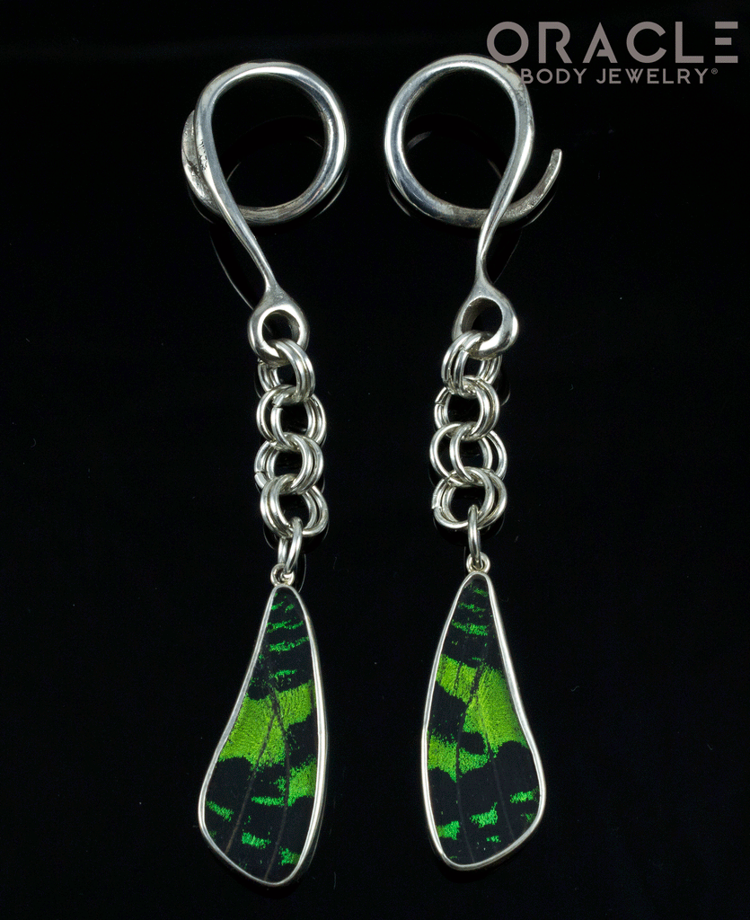 Sterling Silver Crossover With Natural Butterfly Wings