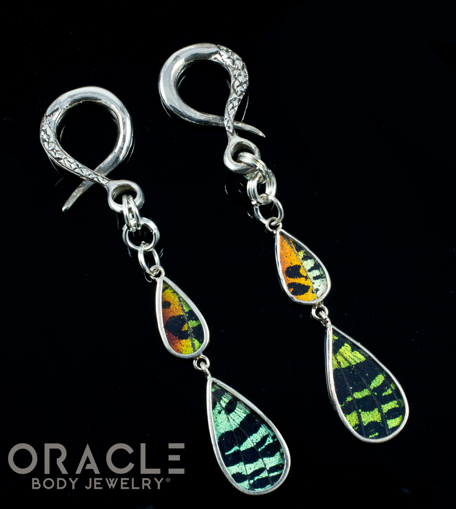 Sterling Silver Crossover With Natural Butterfly Wings