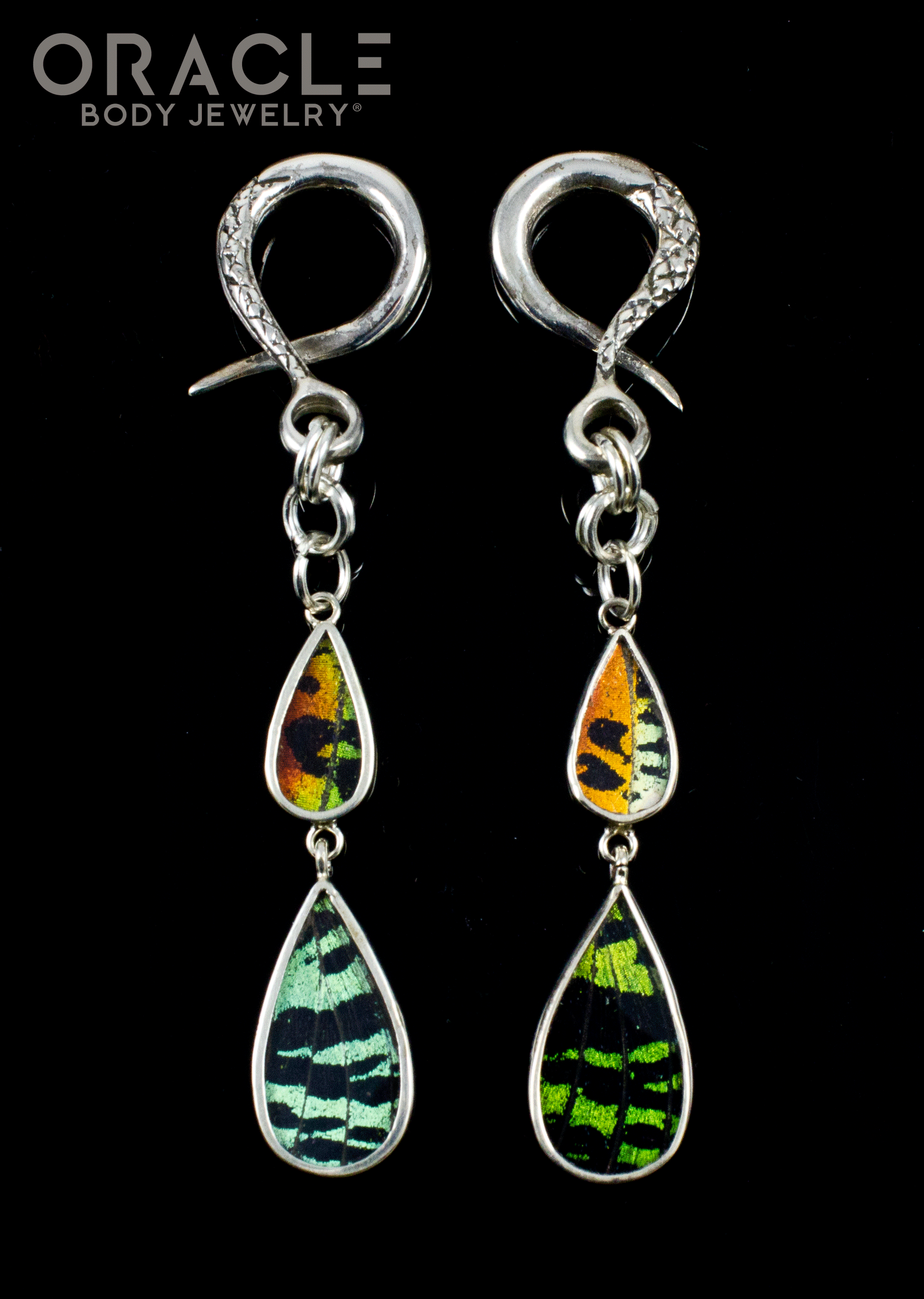 Sterling Silver Crossover With Natural Butterfly Wings