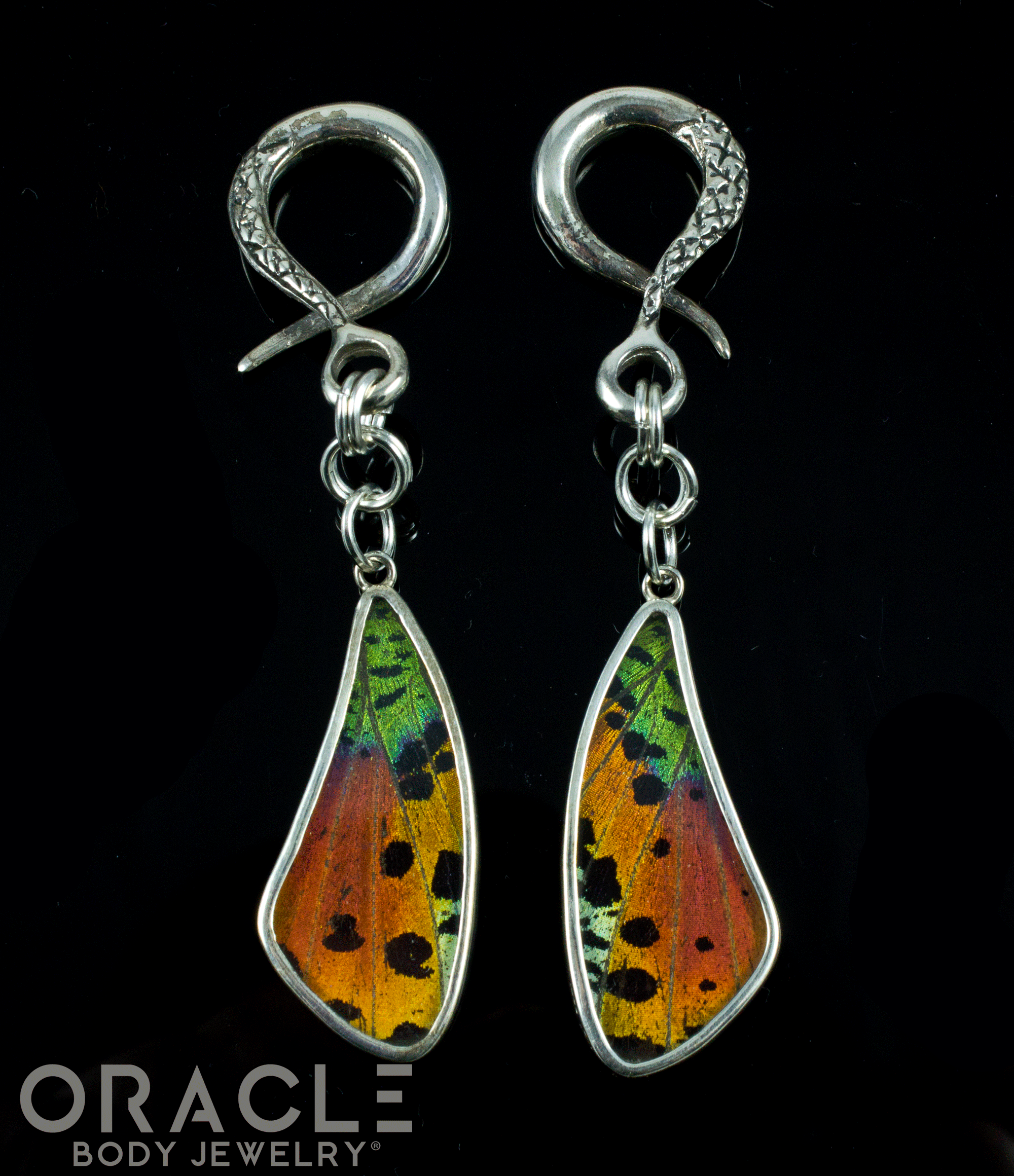 Sterling Silver Crossover With Natural Butterfly Wings