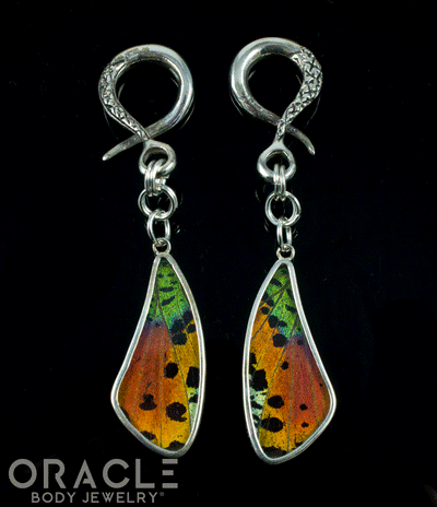 Sterling Silver Crossover With Natural Butterfly Wings