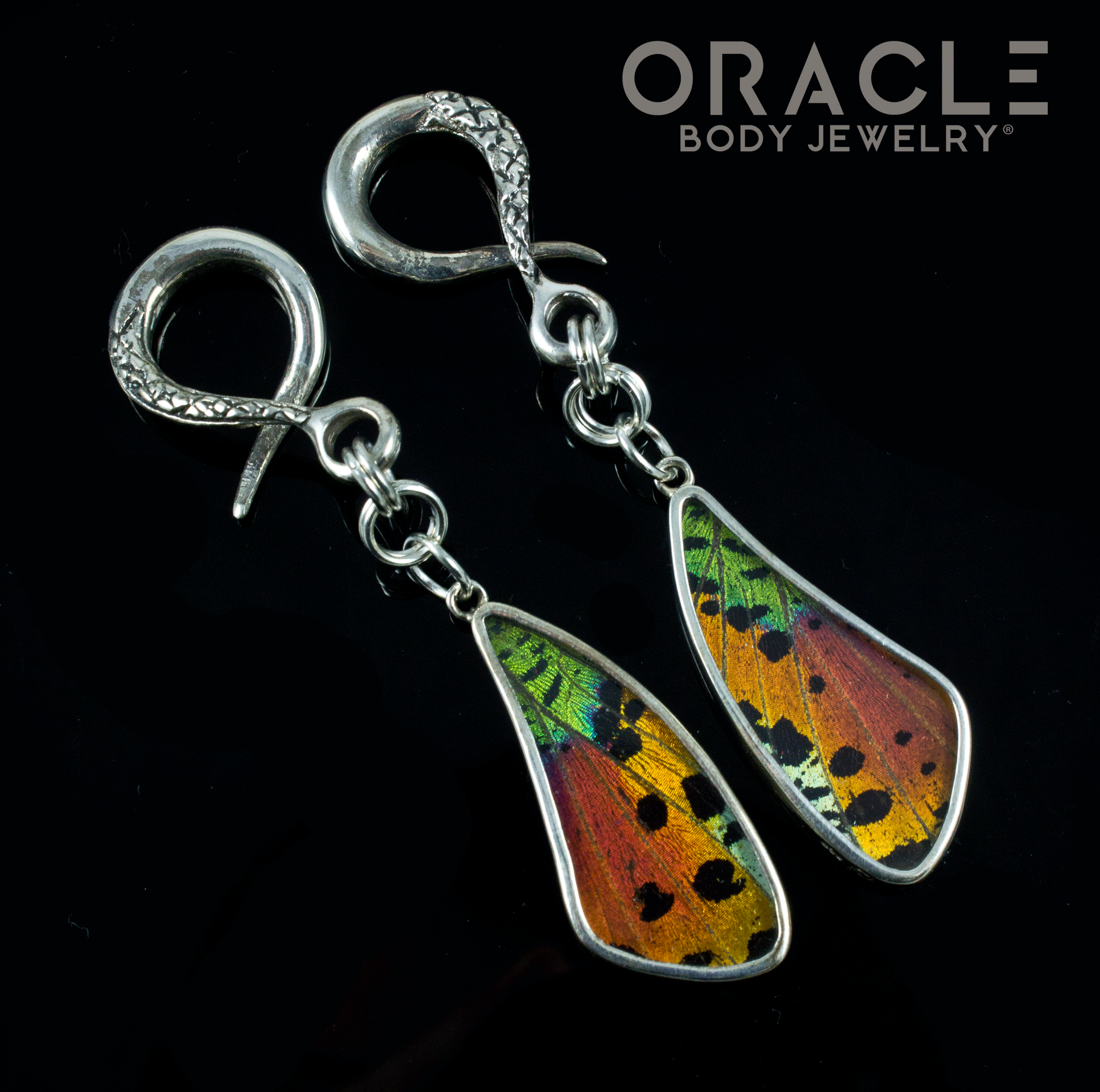 Sterling Silver Crossover With Natural Butterfly Wings