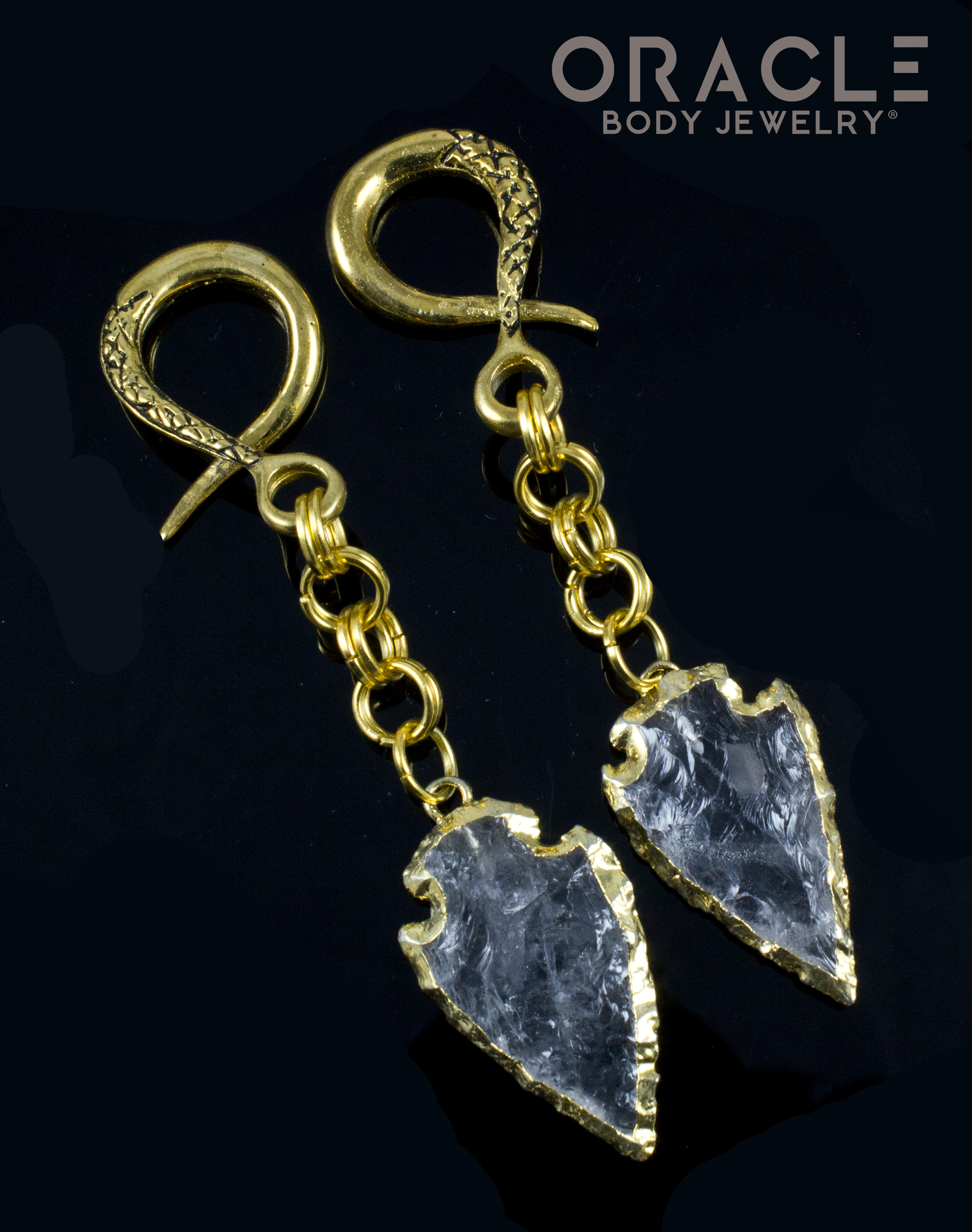 Crossover With Gold Plated Clear Quartz Arrowheads