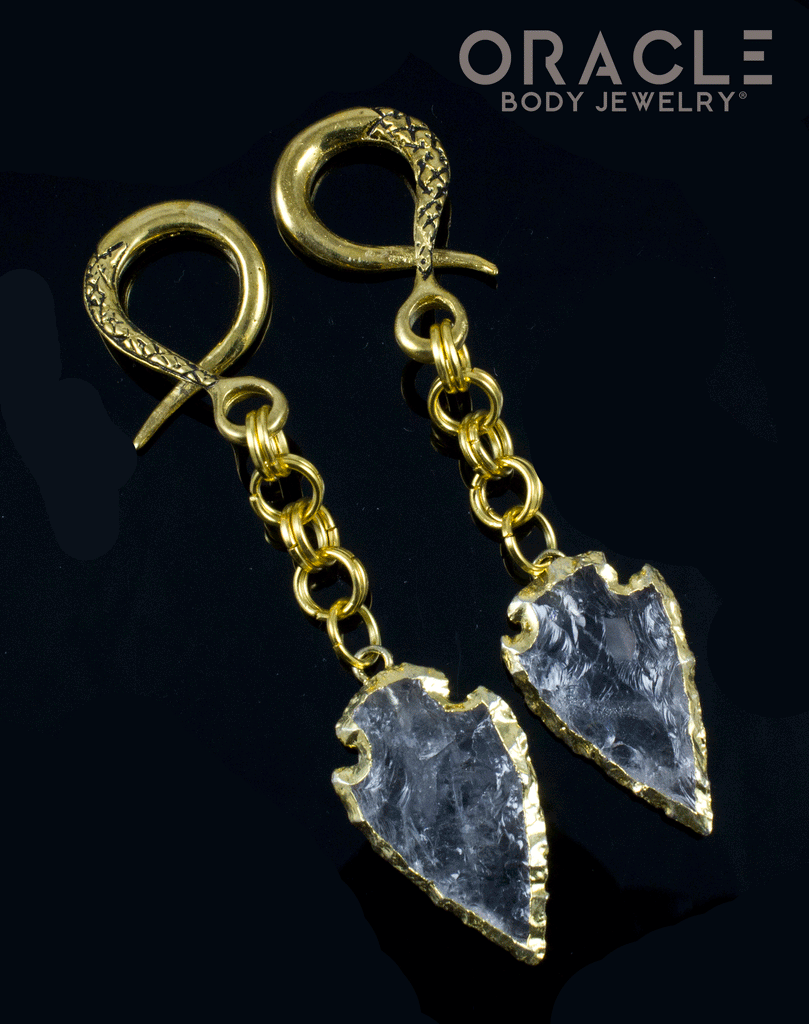 Crossover With Gold Plated Clear Quartz Arrowheads
