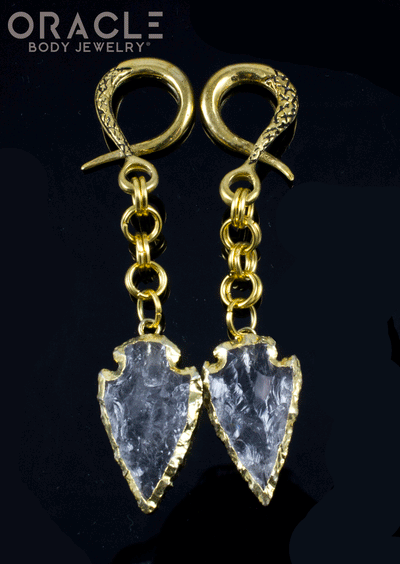 Crossover With Gold Plated Clear Quartz Arrowheads