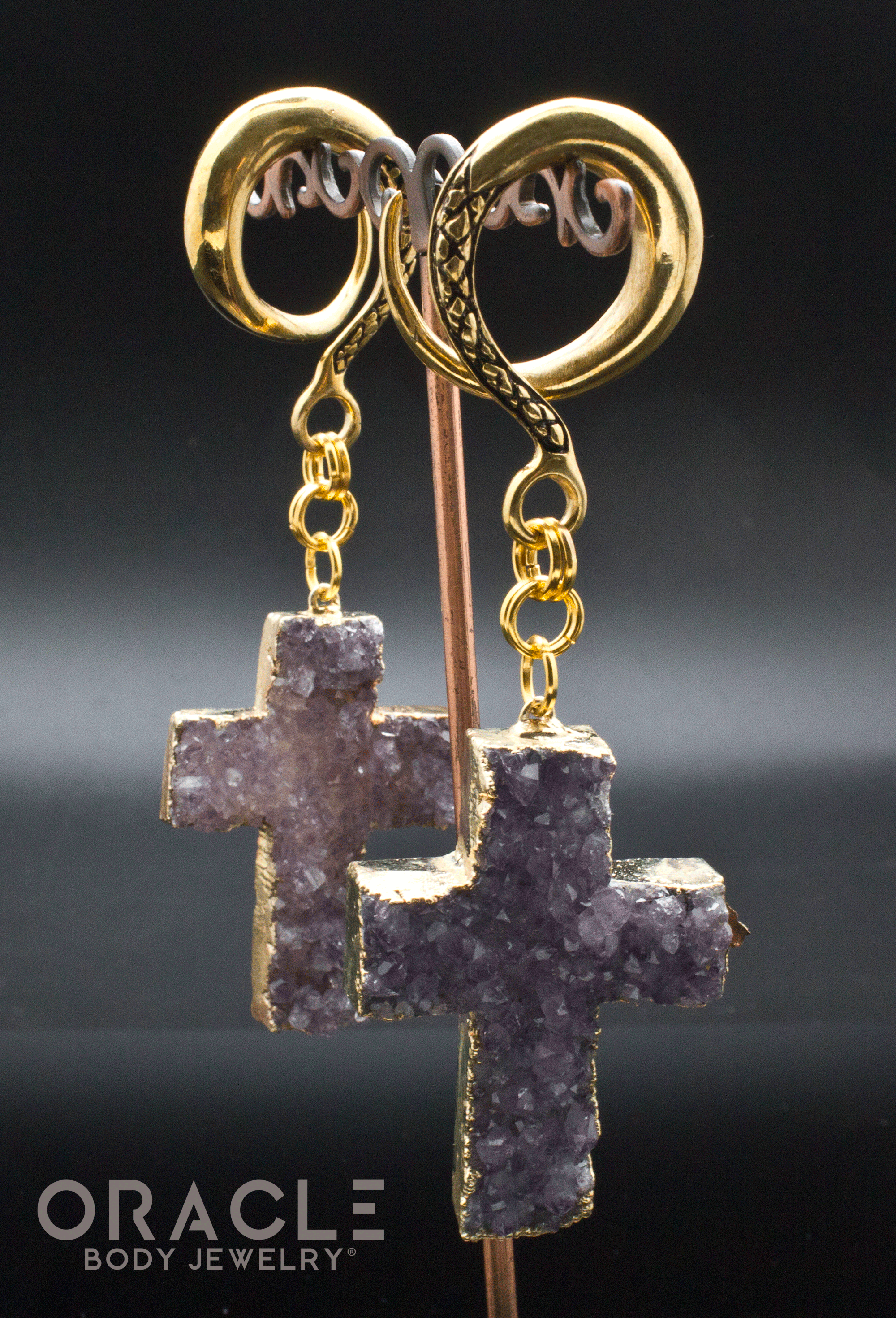 Crossover With Gold Plated Amethyst Crosses