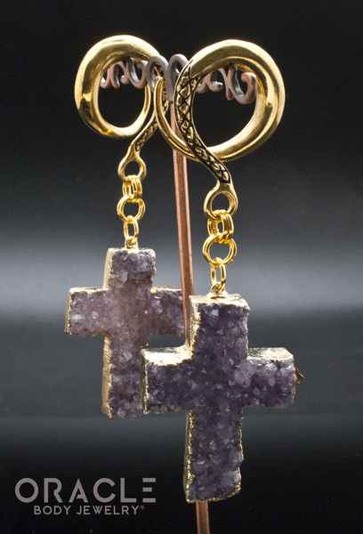 Crossover With Gold Plated Amethyst Crosses