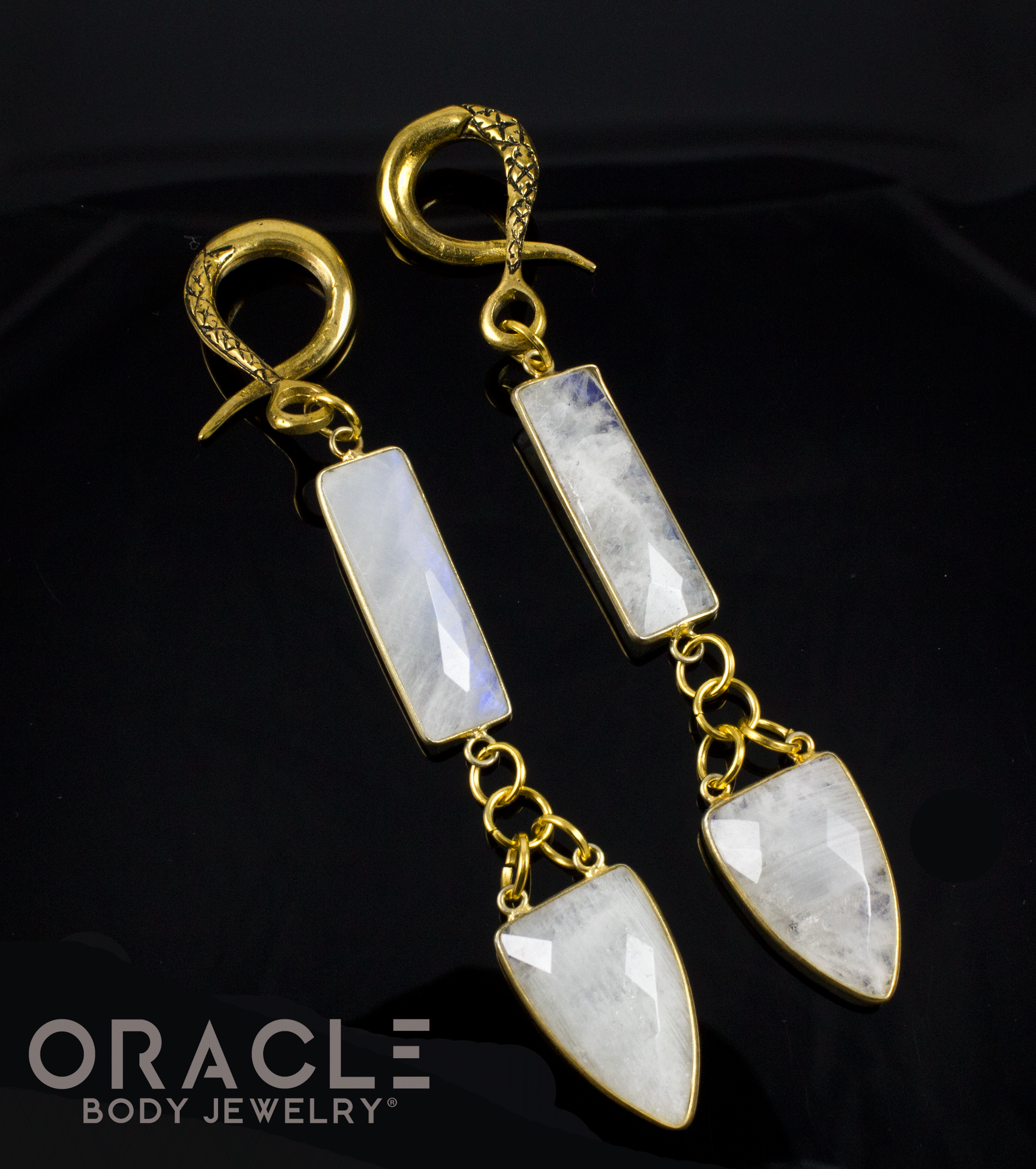 Crossover With Gold Plated Faceted Moonstone