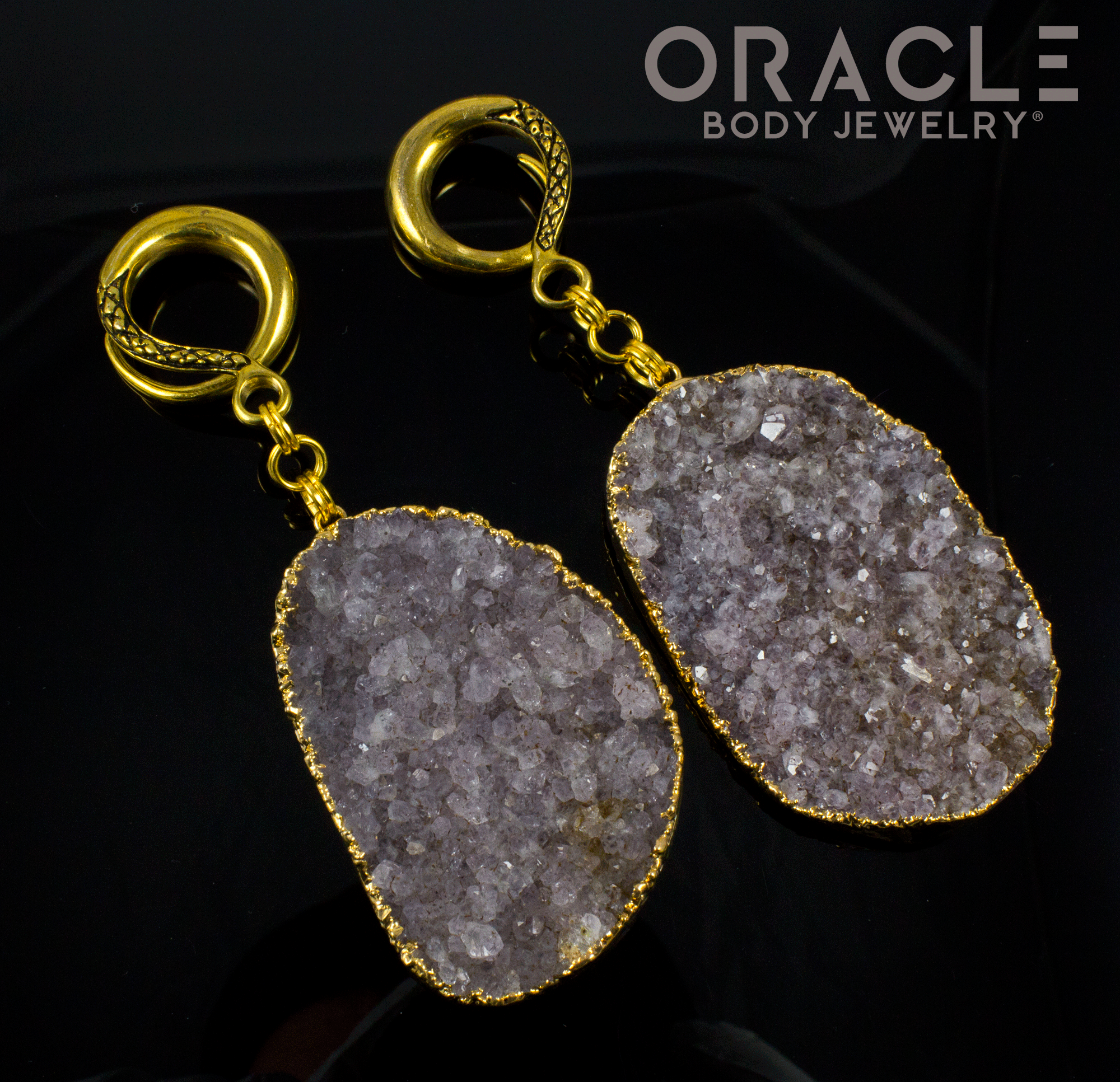 Crossover With Gold Plated Druzy Amethyst