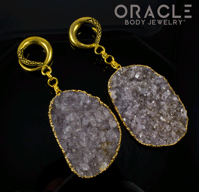 Crossover With Gold Plated Druzy Amethyst