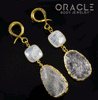 Crossover With Gold Plated Faceted Moonstone and Rough Quartz