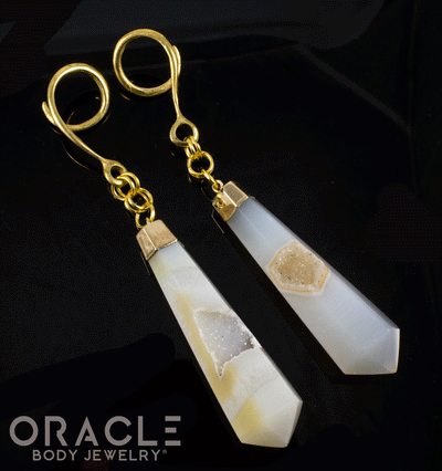 Crossover With Gold Capped Gray Geode Agates