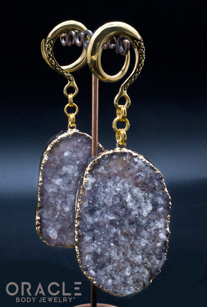 Crossover With Gold Plated Druzy Amethyst