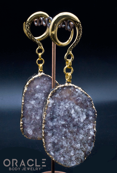 Crossover With Gold Plated Druzy Amethyst