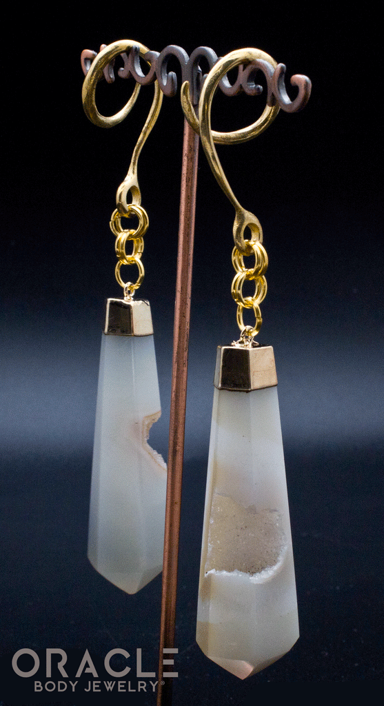 Crossover With Gold Capped Gray Geode Agates