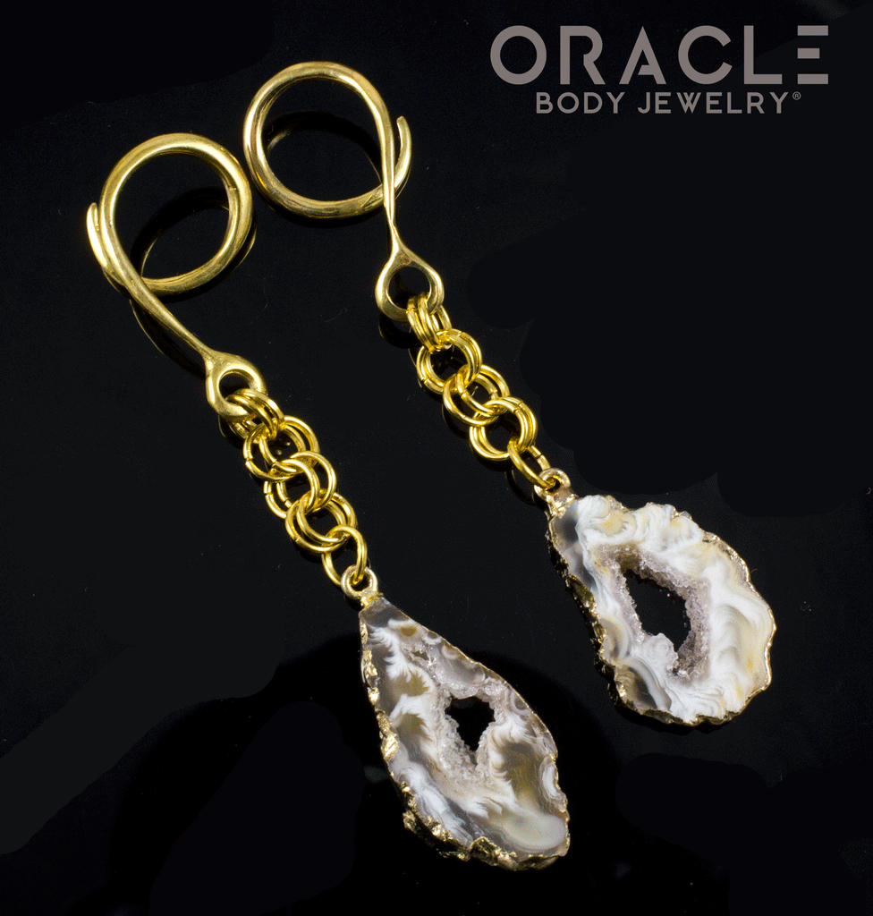 Crossover With Gold Plated Geode Agate Slices