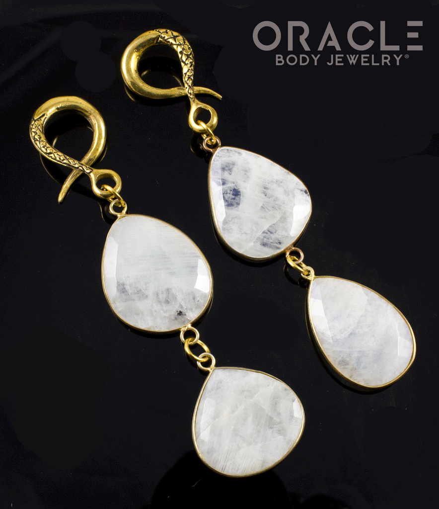 Crossover With Gold Plated Faceted Moonstone
