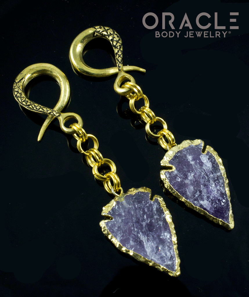 Crossover With Gold Plated Amethyst Arrowheads
