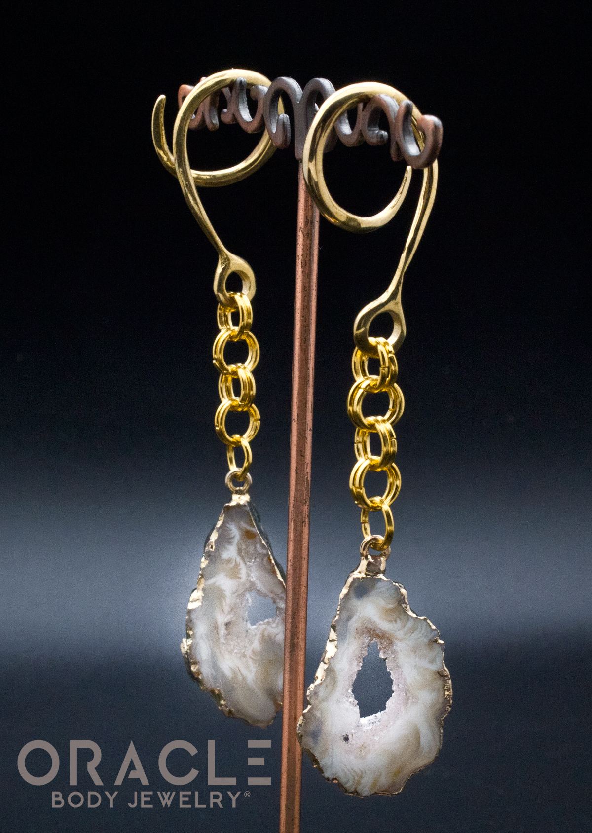 Crossover With Gold Plated Geode Agate Slices
