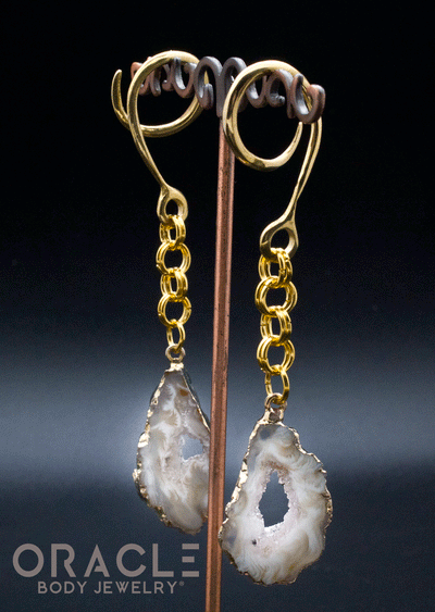 Crossover With Gold Plated Geode Agate Slices