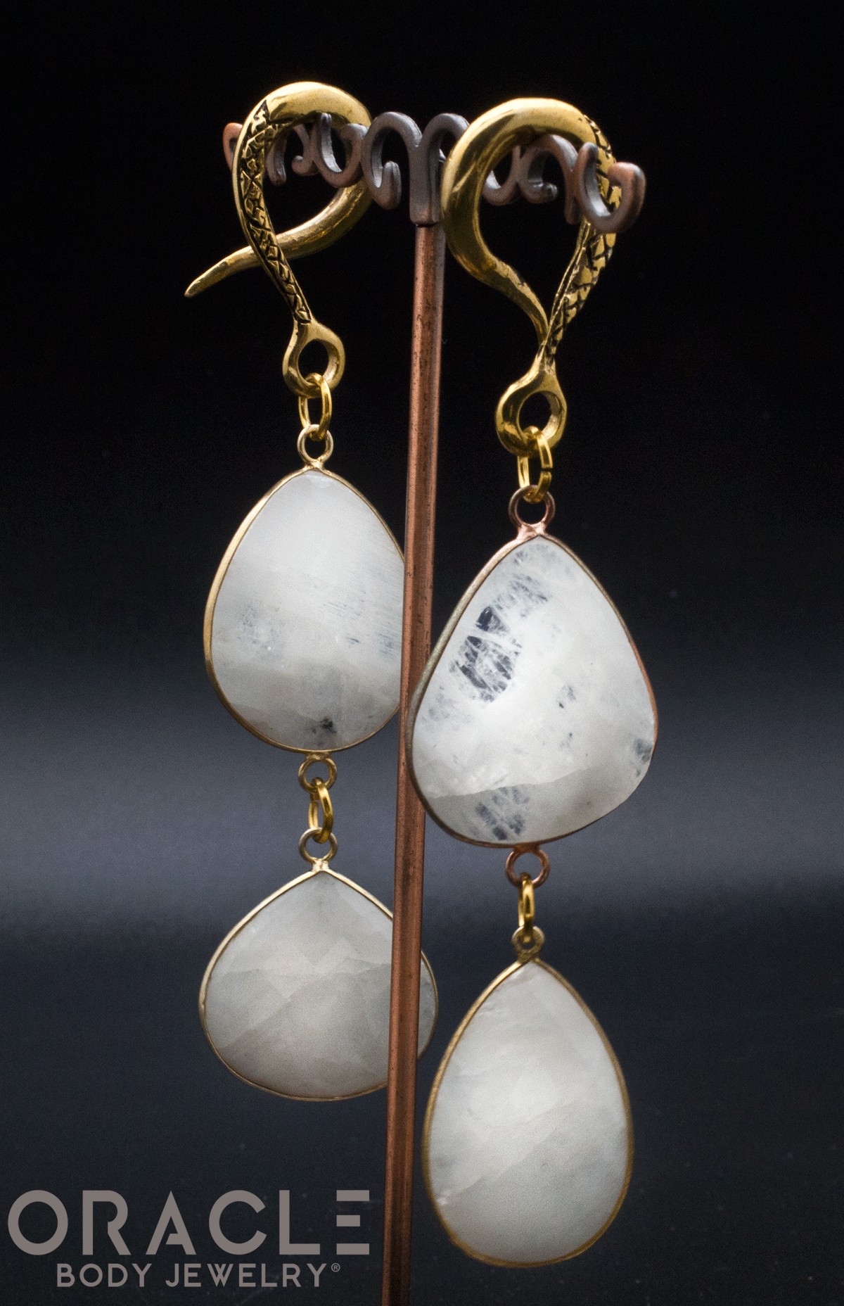 Crossover With Gold Plated Faceted Moonstone