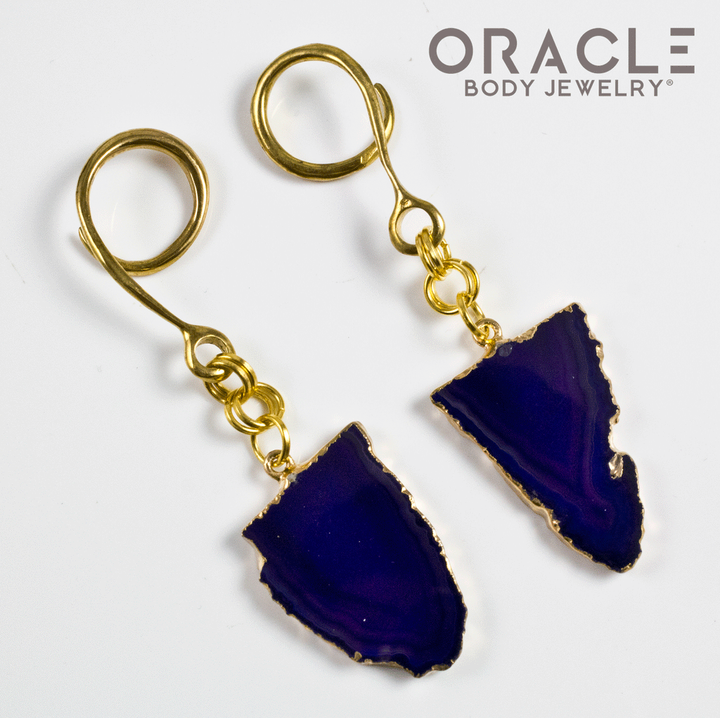 Crossover With Gold Plated Purple Agate Slices