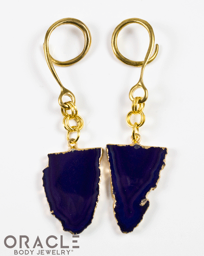 Crossover With Gold Plated Purple Agate Slices