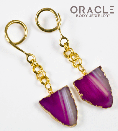 Crossover With Gold Plated Pink Agate Slices