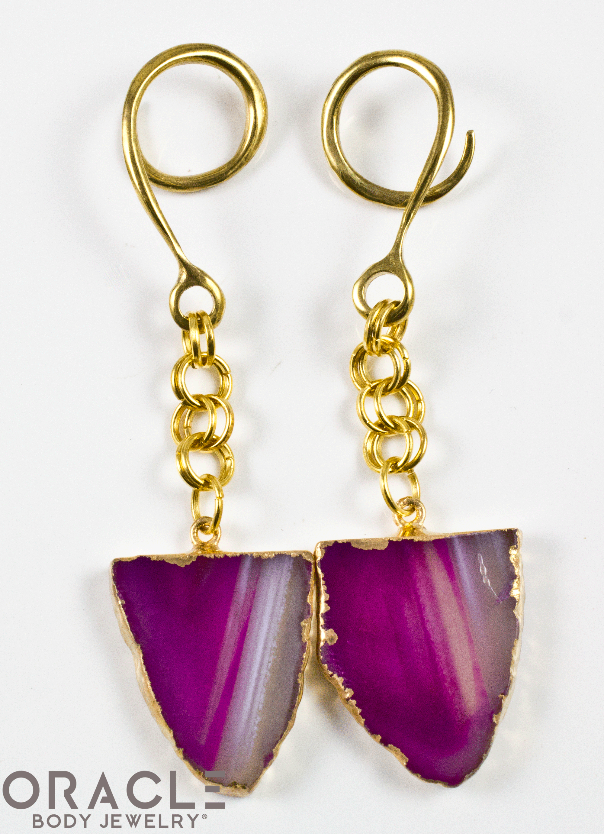 Crossover With Gold Plated Pink Agate Slices