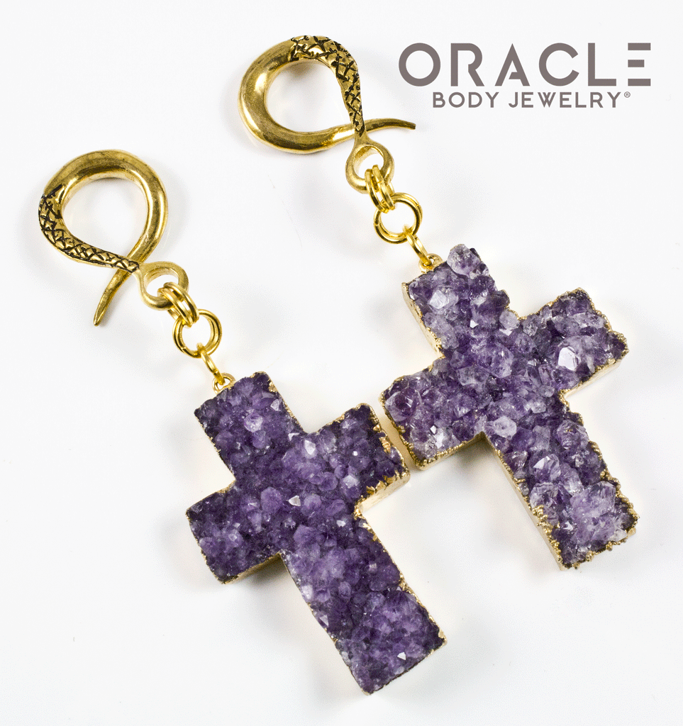 Crossover With Gold Plated Amethyst Crosses
