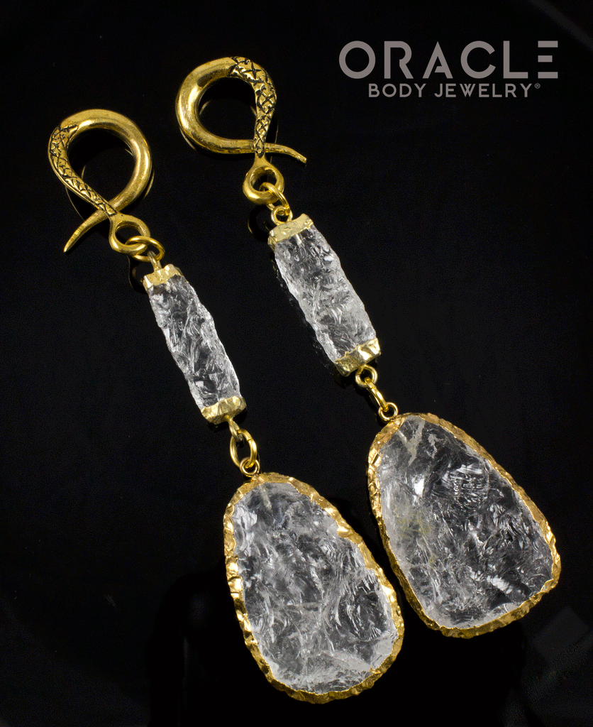 Crossover With Gold Plated Raw Clear Quartz