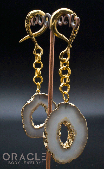 Crossover With Gold Plated Grey Agate Geode Slices